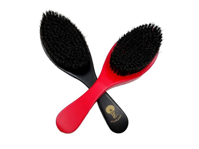 2018 Hot Selling 360 Wave Brush Wooden Hair Brush In Dark Color With 100% Boar Bristles Curve Wave Brush Wholesale