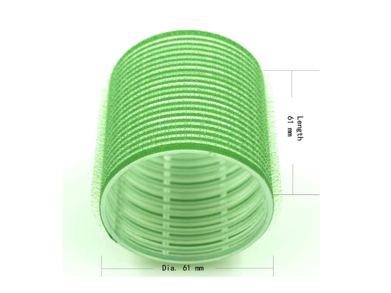 3PK 61MM Large Green Self-grip Types Curly Plastic Cone Hair Roller