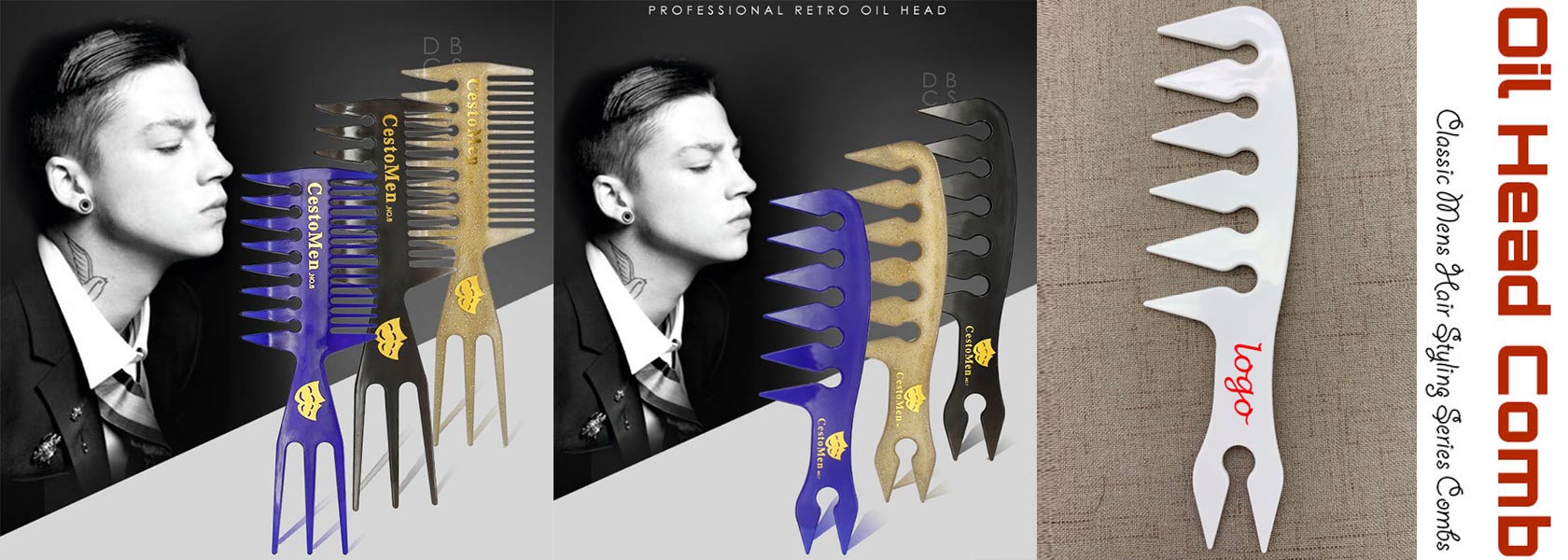 new classic retro oil head comb mens styling comb