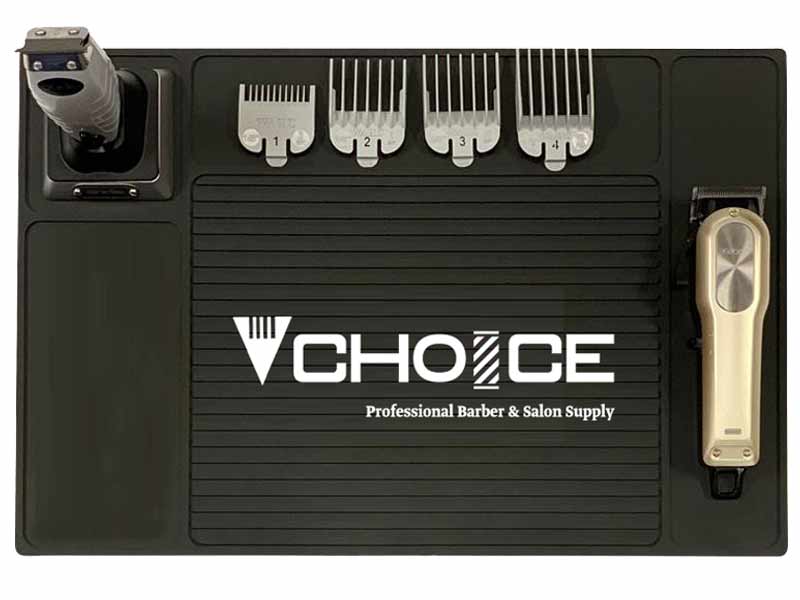 Newest factory custom pvc barber mat hair salon barbershop statiion oem logo