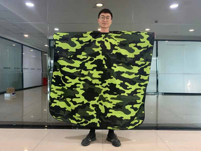 Green camo hair salon barber cape accept custom with your design