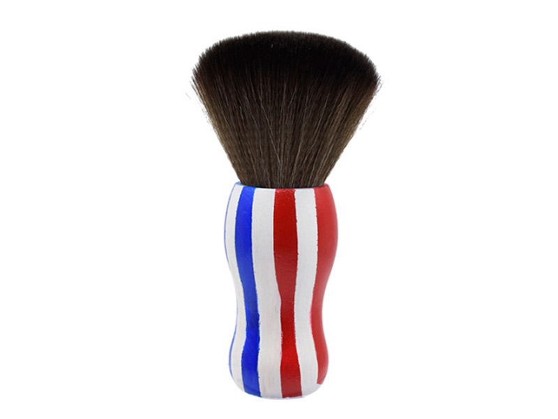 Barber Cleaning Hairbrush Neck Face Dust Clean Brush Soft Nylon Hair Wooden Colorful Stripe Handle Hair Styling Tools