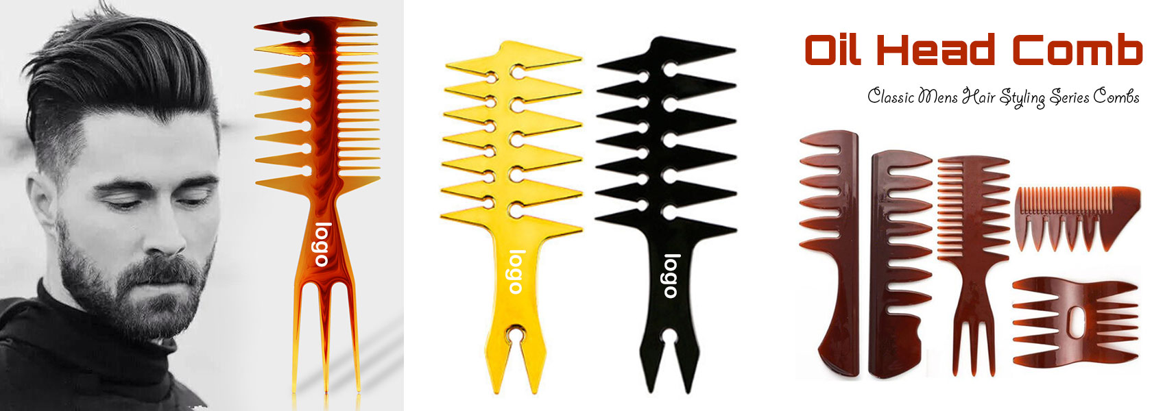 oil head comb mens hair styling accept custom with your logo