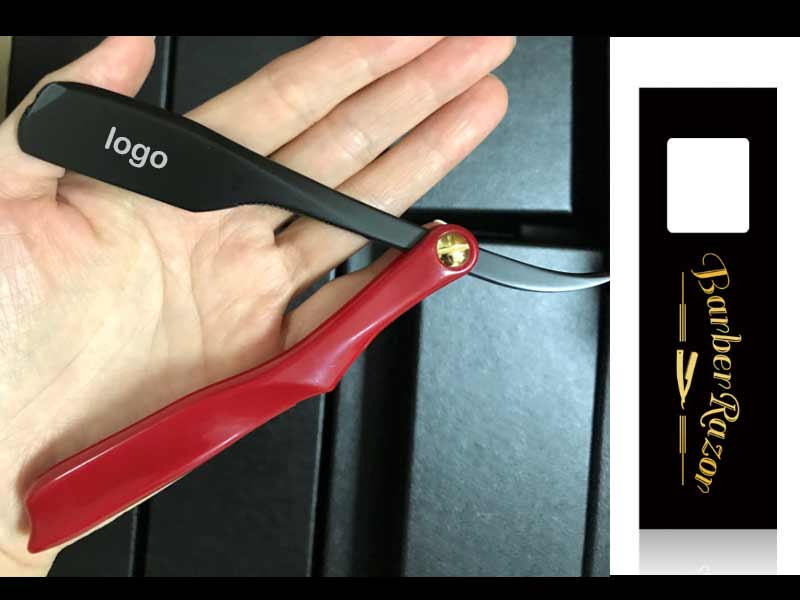 Wholesale Custom plastic handle barber straight razor black & red