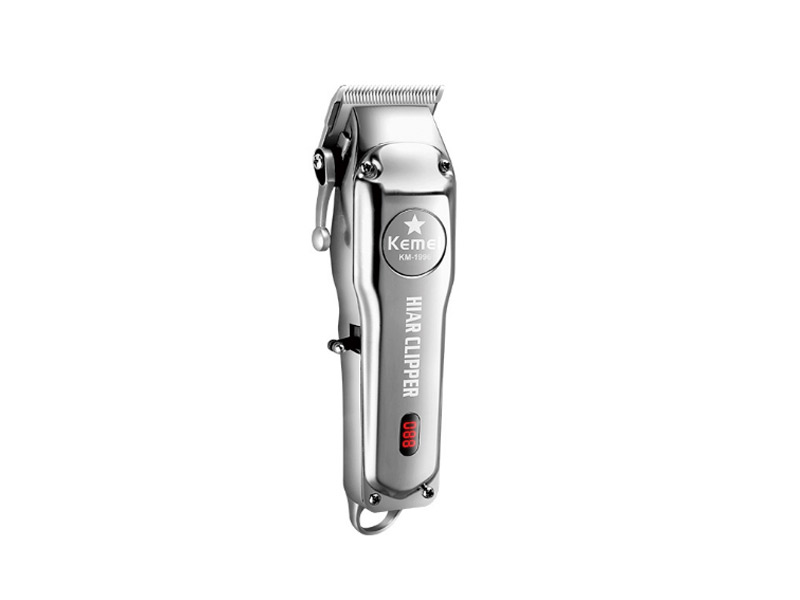 Kemei Cordless Electric Hair Clippers 1996 Pers Professional Rechargeable Maquinade Cortar Cabello Machine for Men Barber Grooming Cutter Kit Metal Oil Head Haircut Quick Charging Shaver Razors Silver