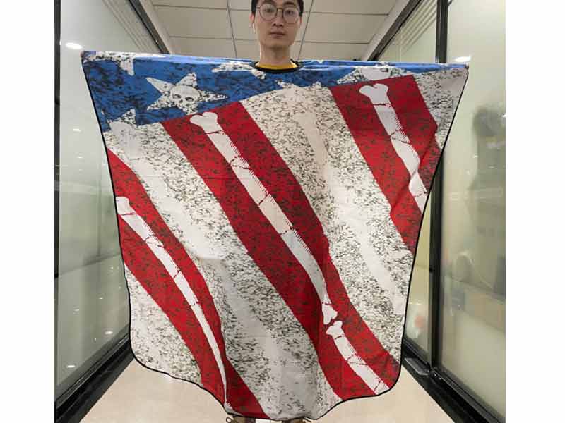 Dark American Flag Skull hair salon cape