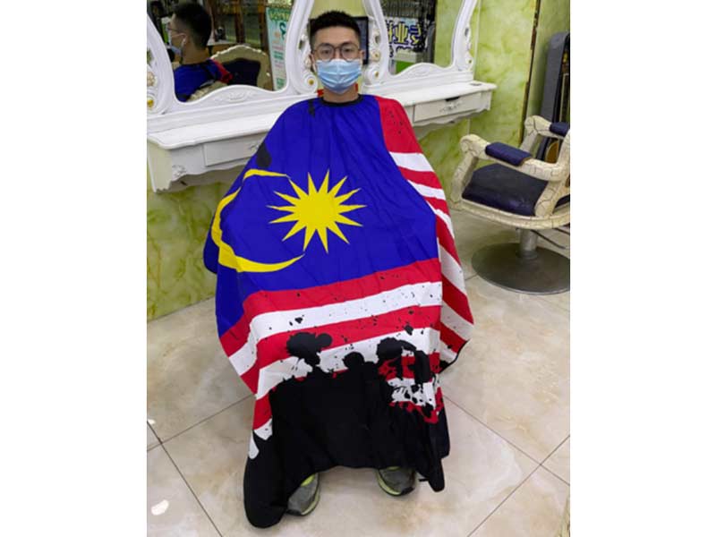 Malaysian flag barber cape