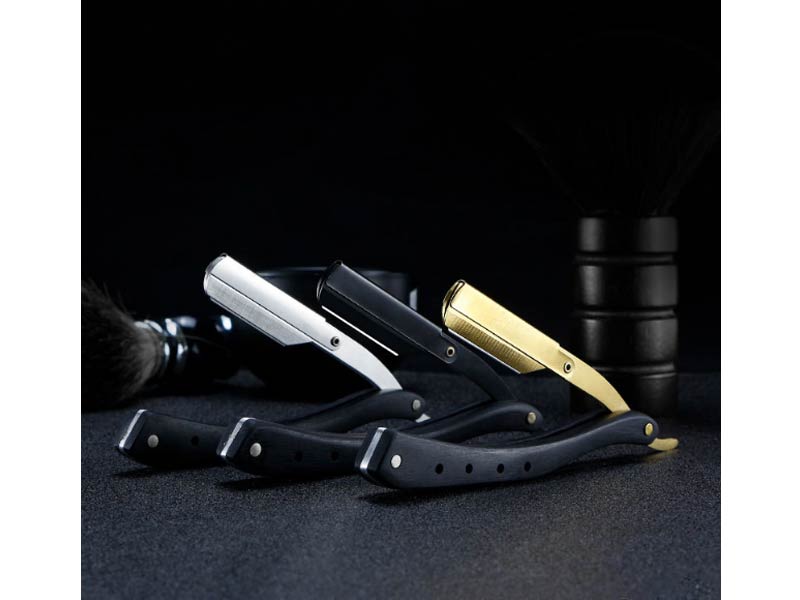 Professional Wooden Handle Barber Straight Edge Razor with 100 Single Edge Blade