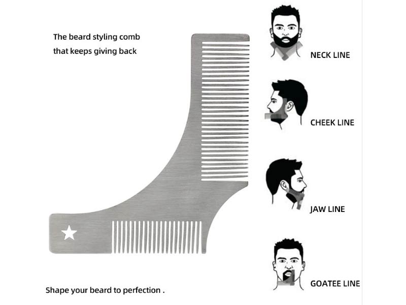 Stainless steel beard comb/beard template comb, strange corners, alien comb, bearded corner shape comb/men's oil head comb